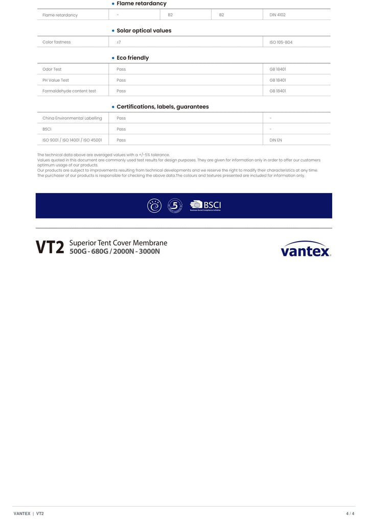 VT2-260M Tarpaulin Membrane — catalogue page 4