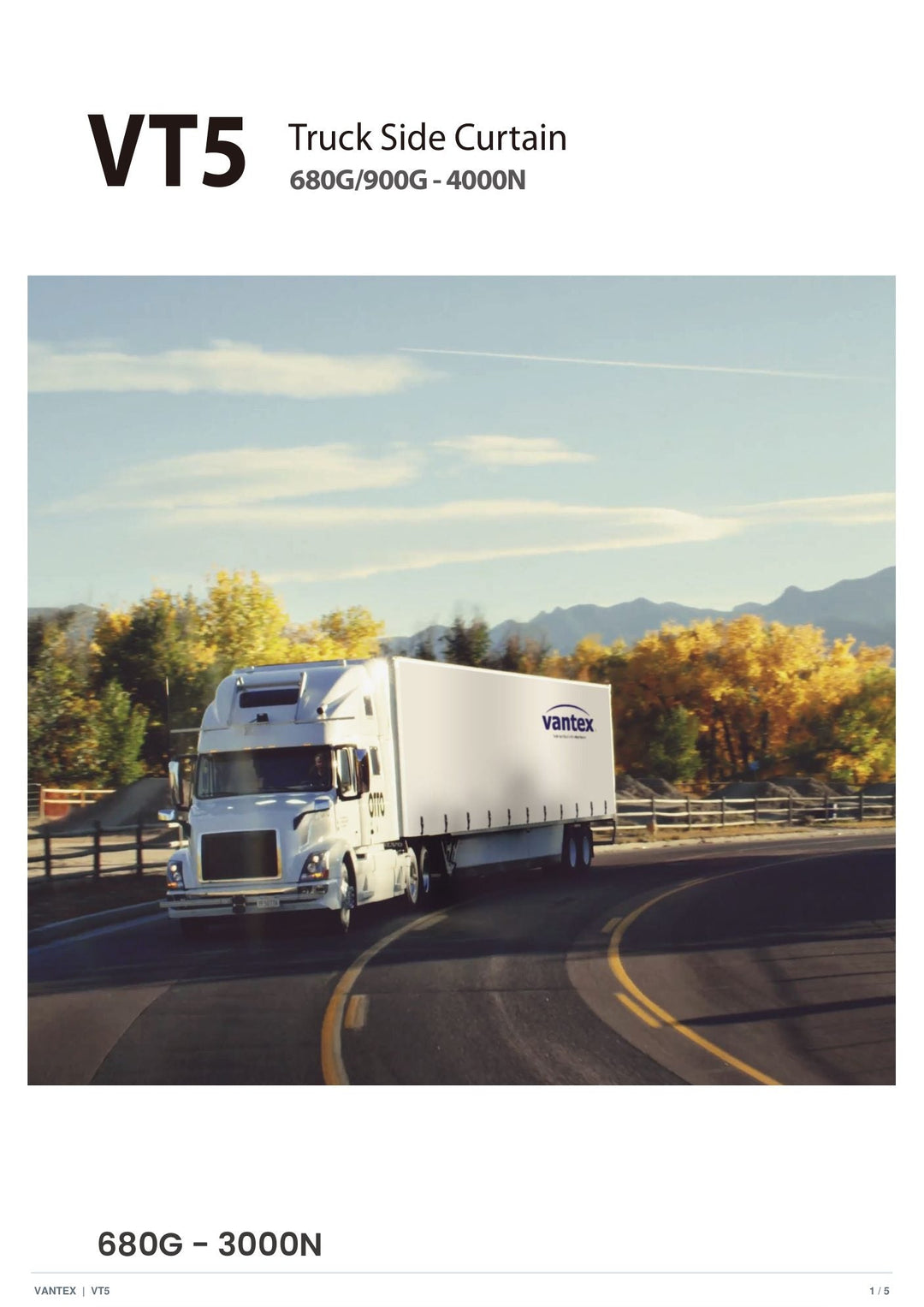 VT5-368 Truck Side Curtain — catalogue page 1