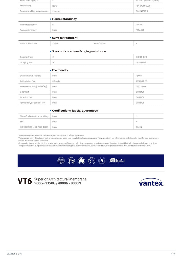 VT6-6125 Architectural Membrane — catalogue page 4