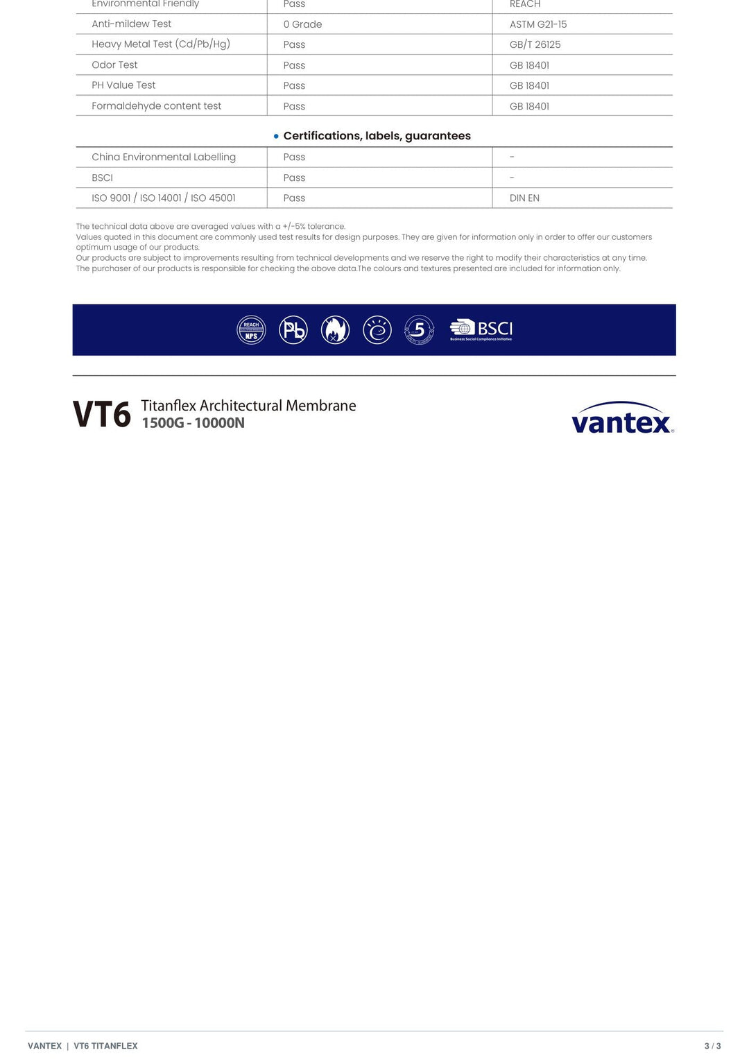 VT6-1015011FA Titanflex Architectural Membrane — catalogue page 3