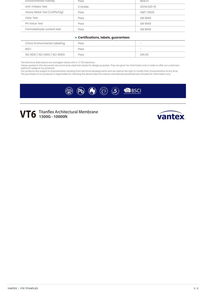 VT6-1015011FA Titanflex Architectural Membrane — catalogue page 3