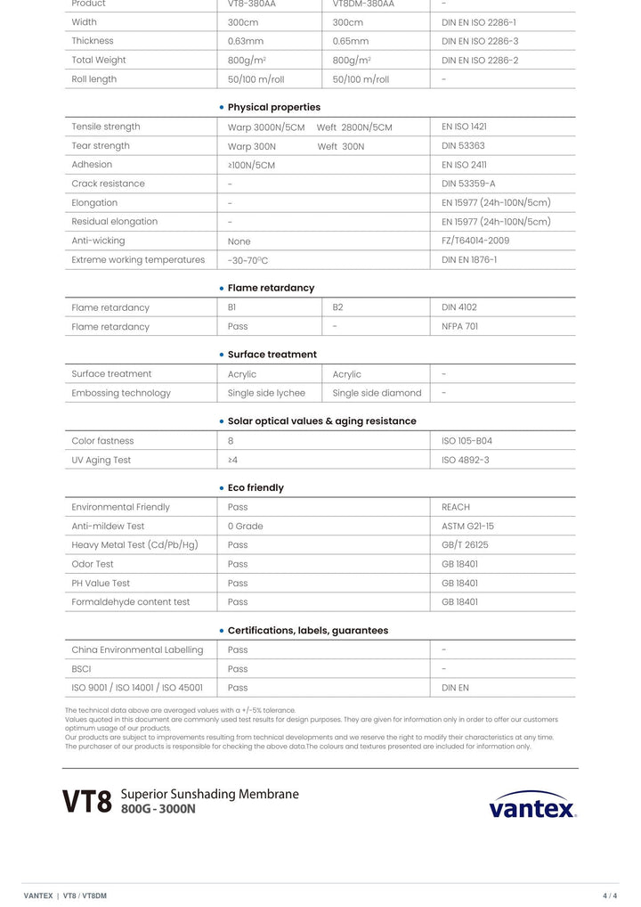 VT8DM-380 Sunshading Membrane — catalogue page 4