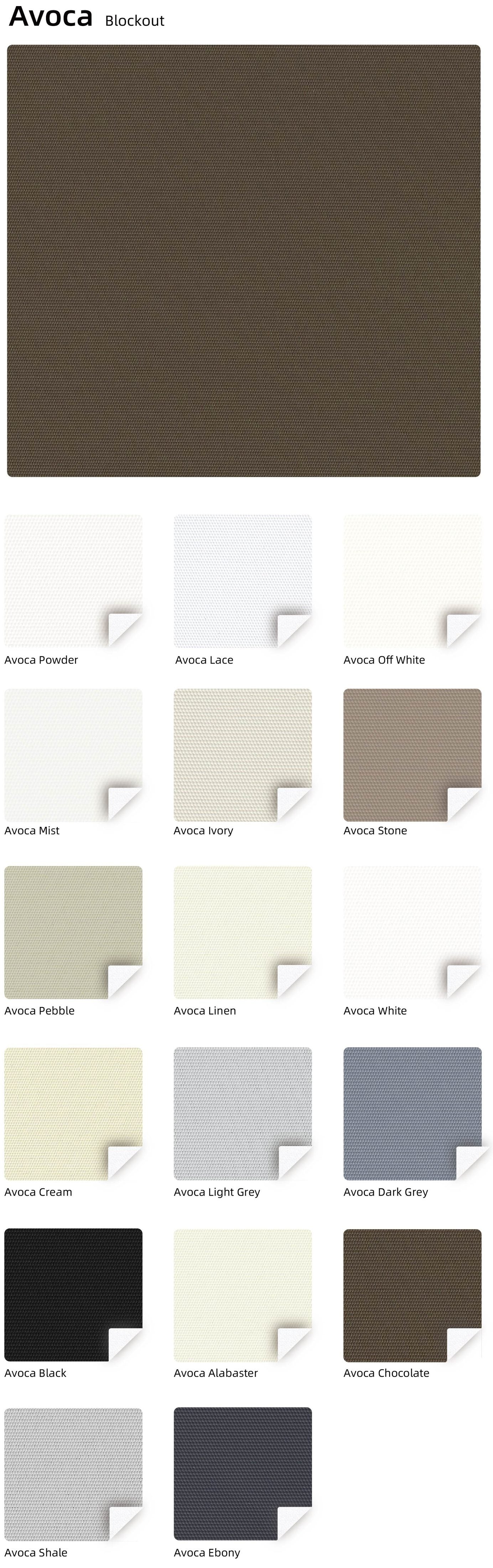 AVOCA Vertical — colour range sample page