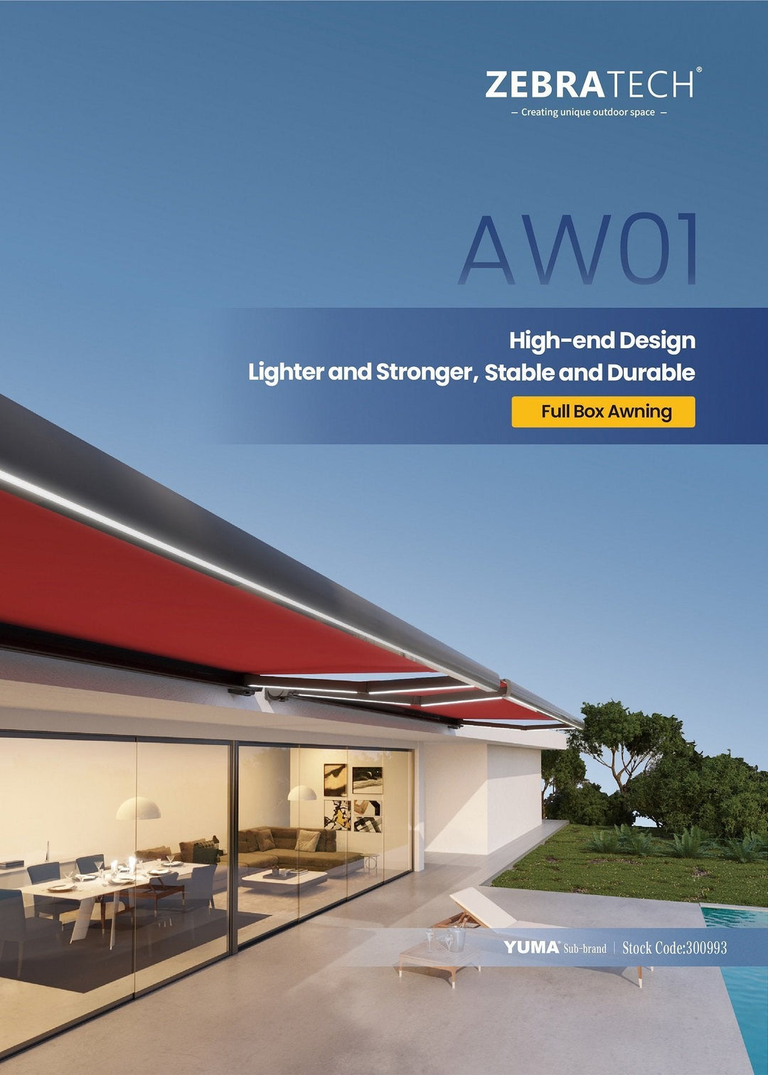 Full-Cassette Retractable Awning AW01 — full box awning cover