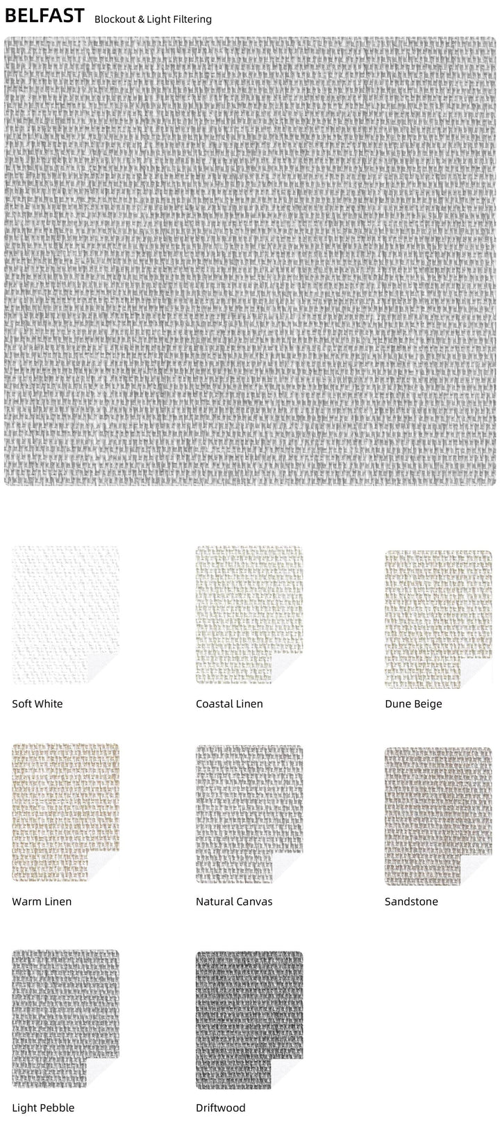 BELFAST Blockout — colour range sample page