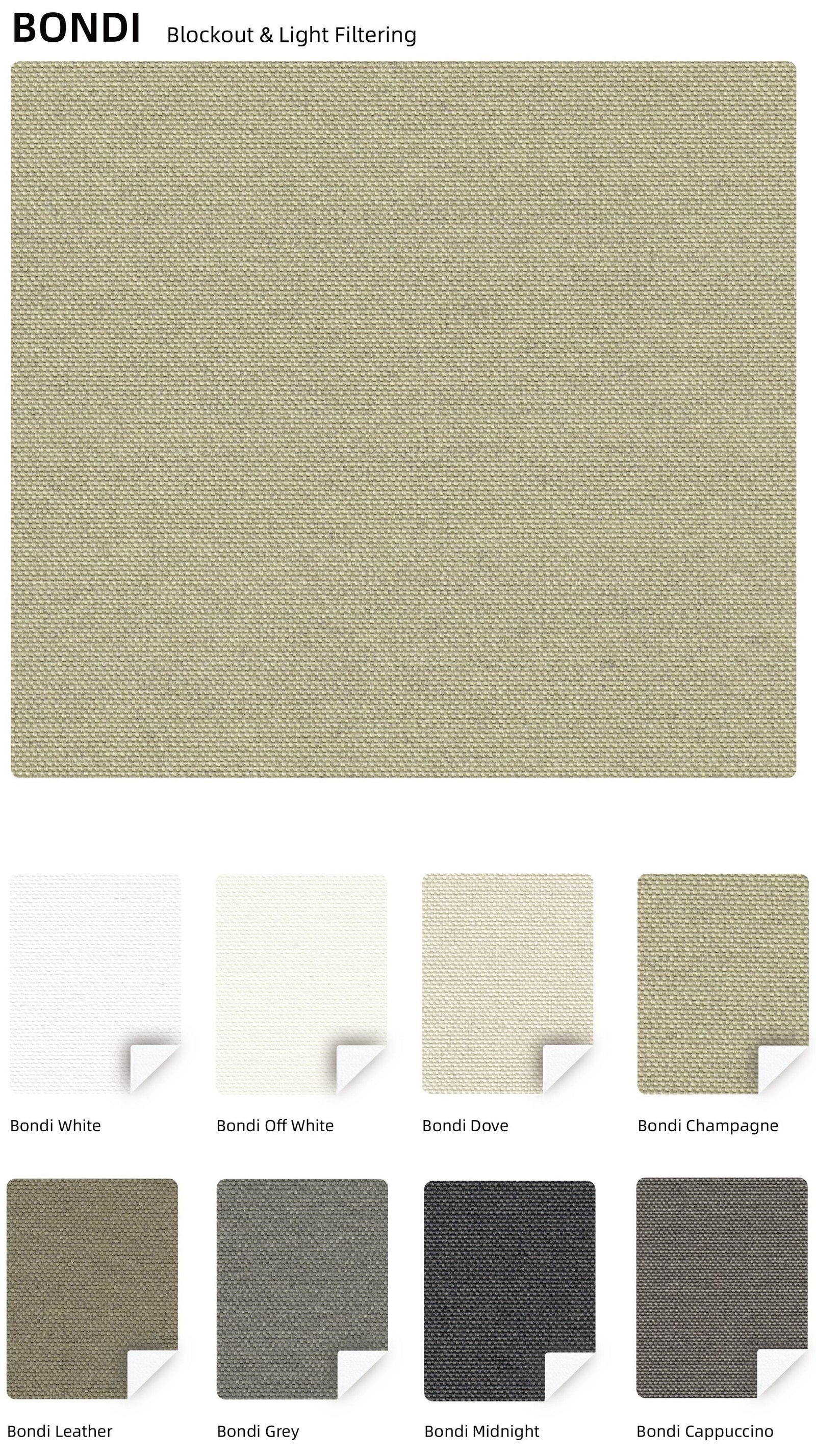 BONDI Blockout — colour range sample page