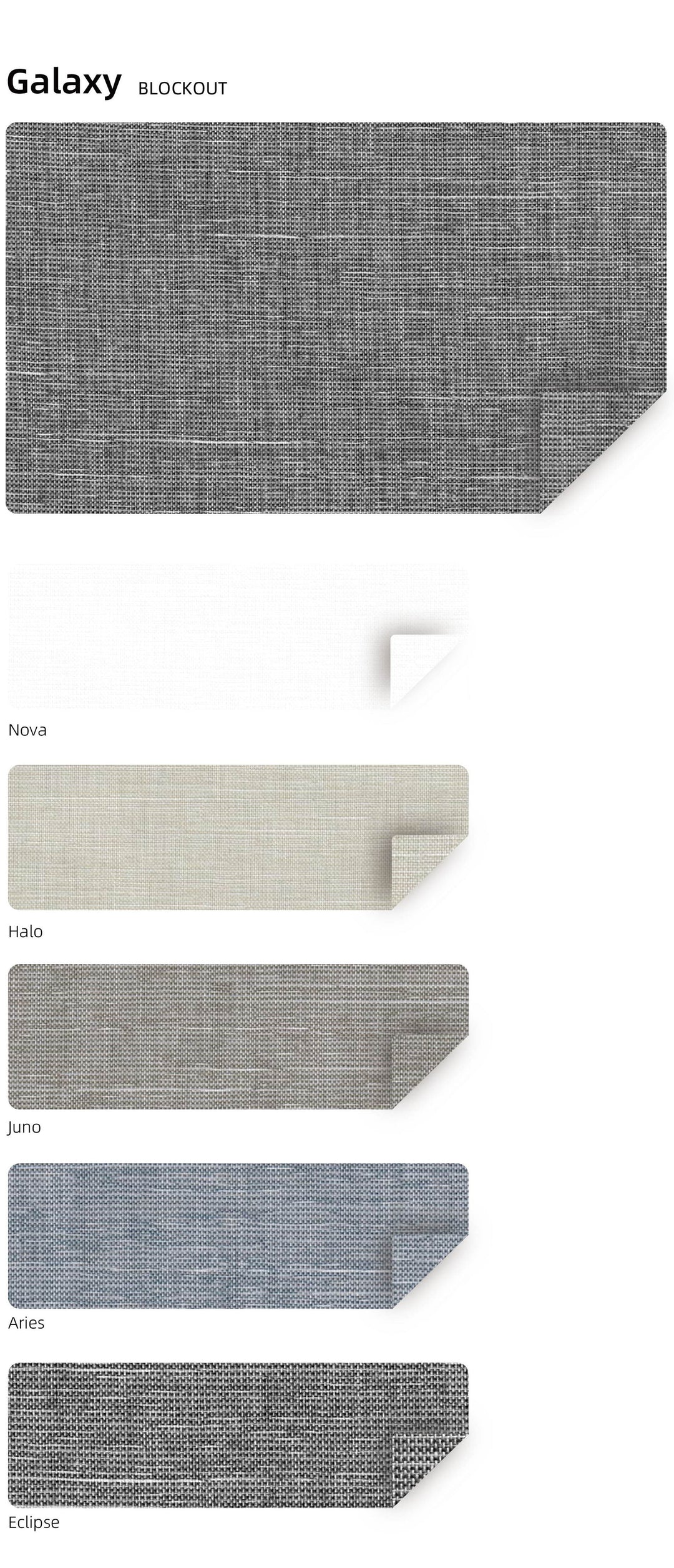 GALAXY Blockout — colour range sample page