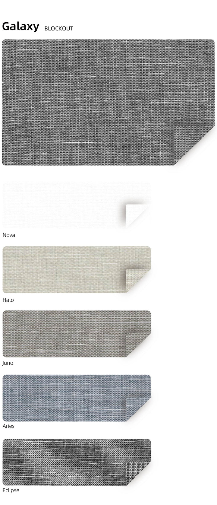 GALAXY Blockout — colour range sample page