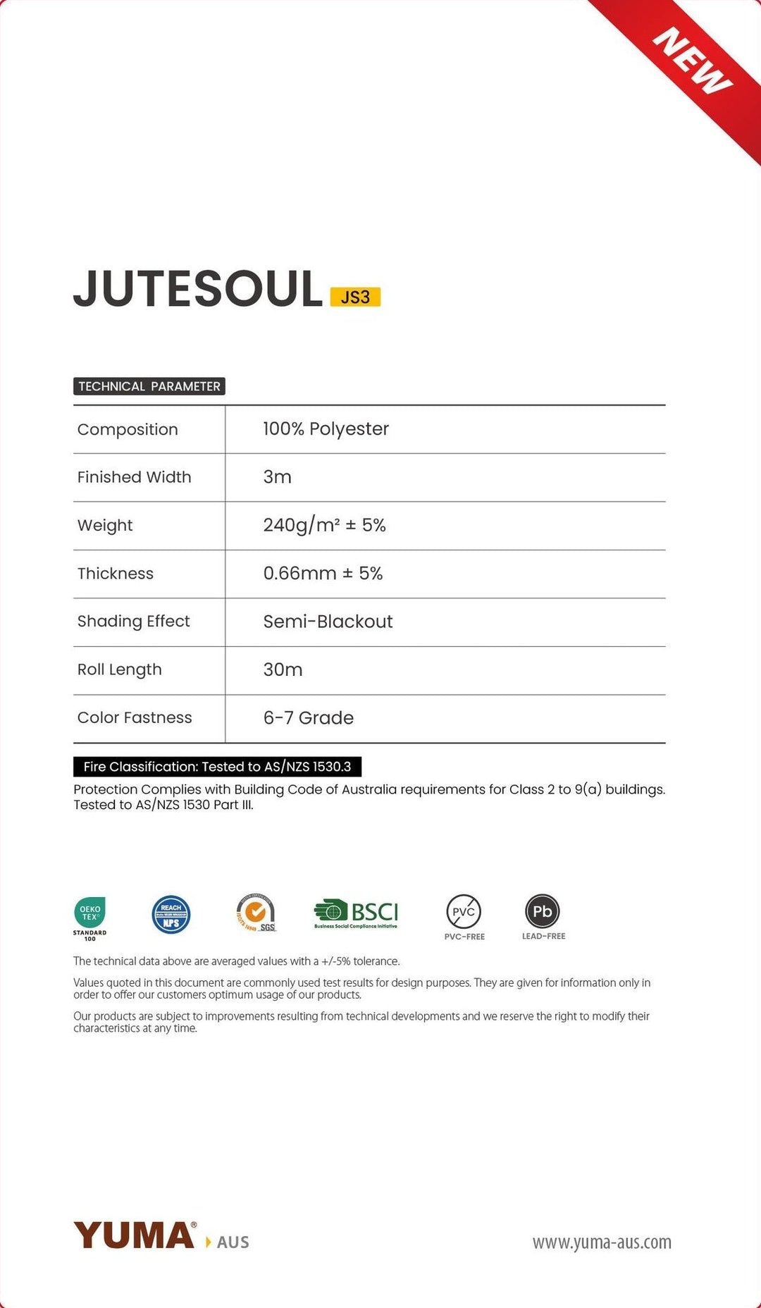 JUTESOUL JS3 Light Filtering — technical parameters