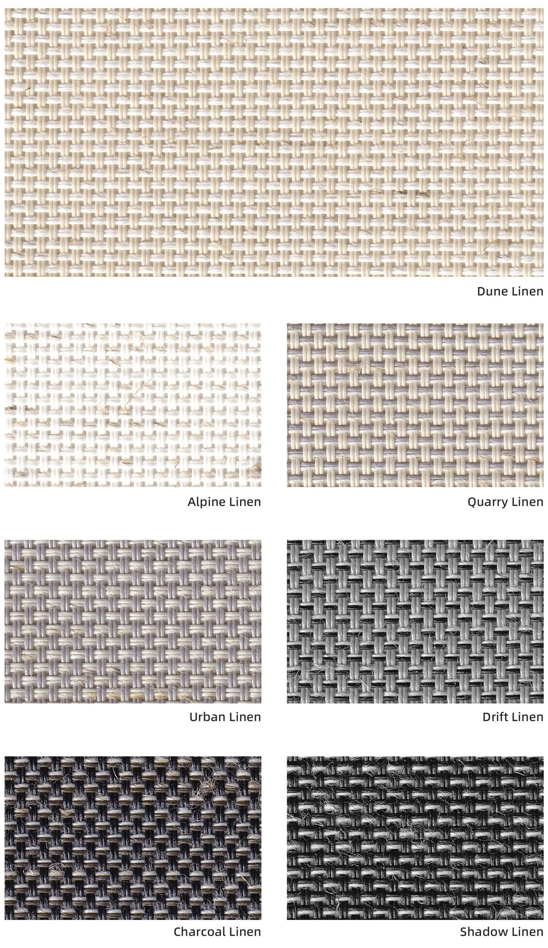SUNCOOL Linen L2 Sunscreen 5% — colour range sample page