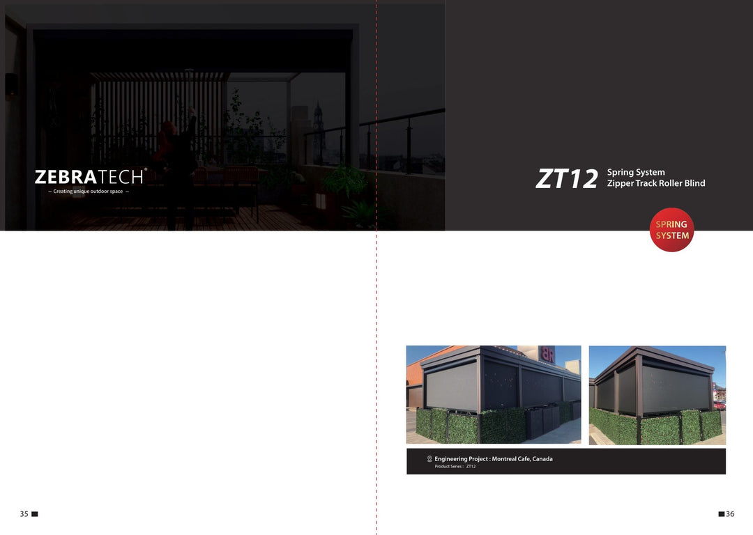 Spring-Assisted Side-Guided Outdoor Screen ZT12 — product presentation page