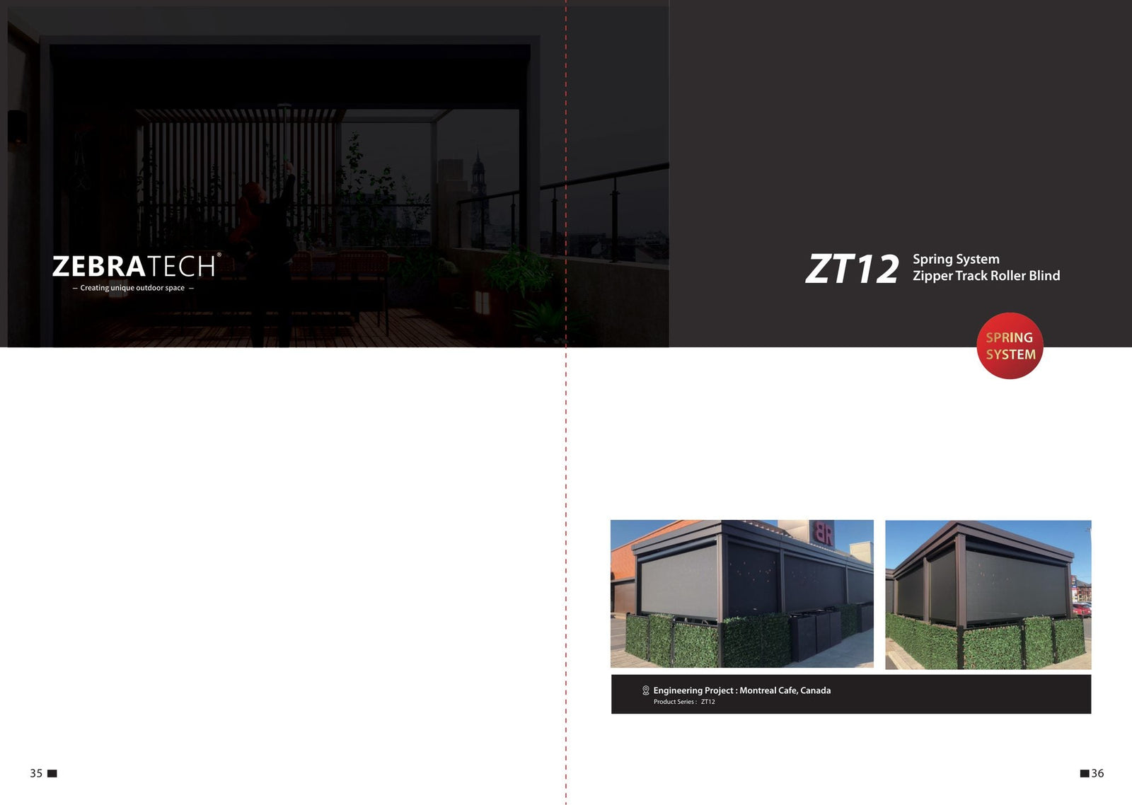 Spring-Assisted Side-Guided Outdoor Screen ZT12 — product presentation page