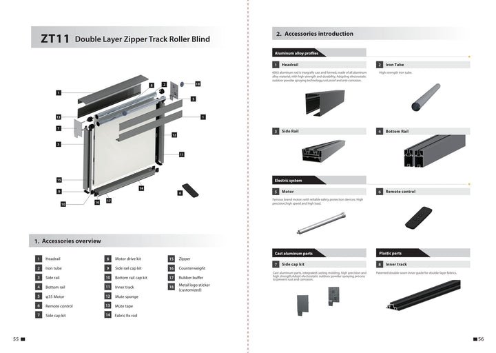 Dual-Layer Side-Guided Outdoor Screen ZT11 — components and parameters