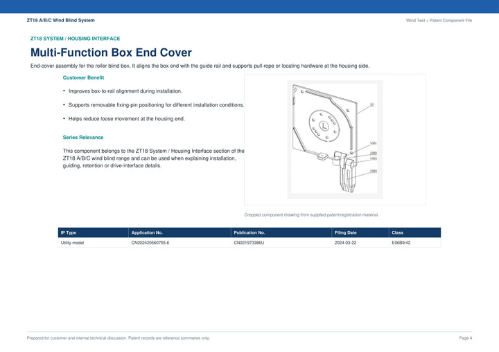 Multi-Function Box End Cover ZT18-01 — part diagram and description
