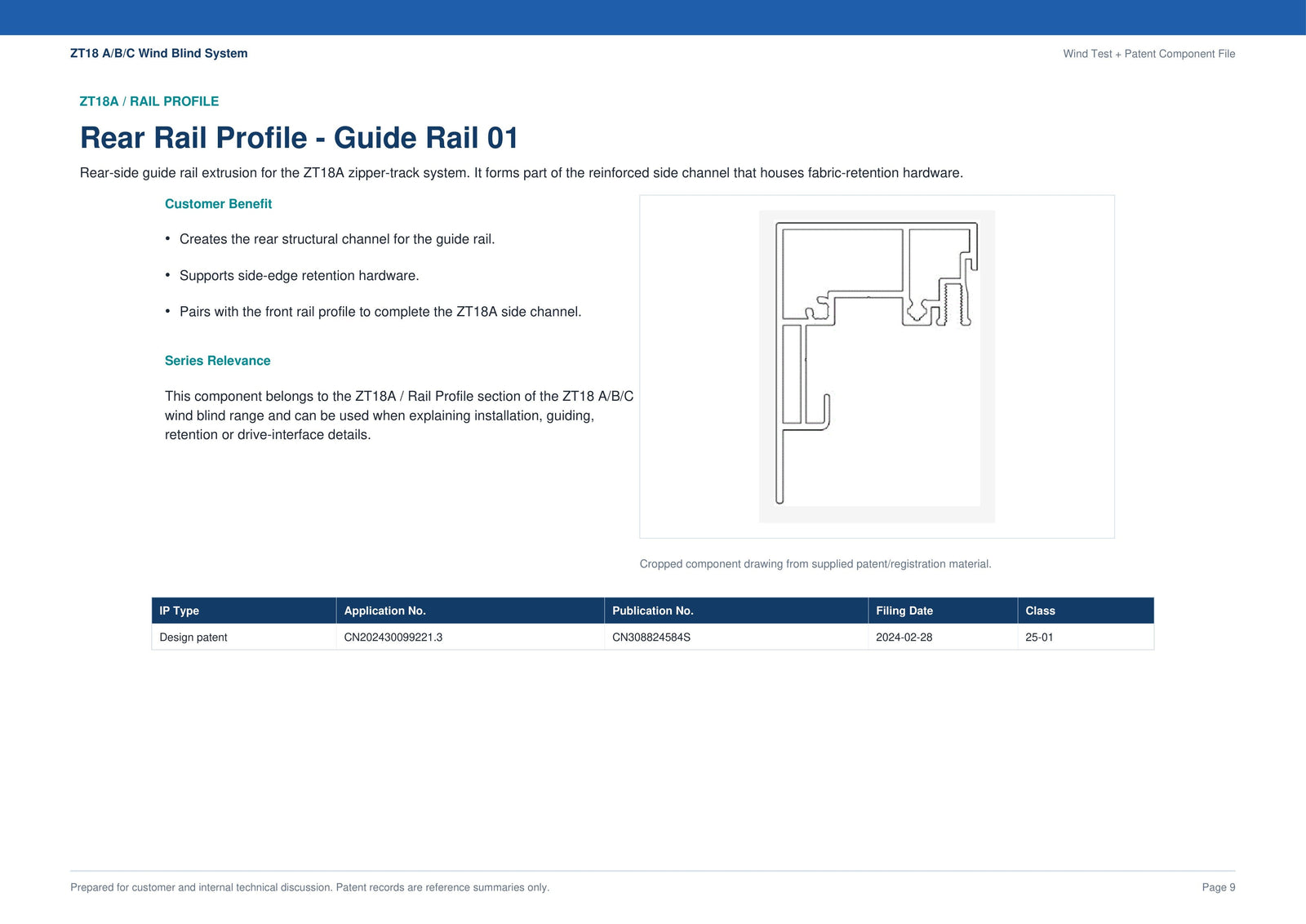 Rear Rail Profile Guide Rail 01 ZT18-06 — part diagram and description