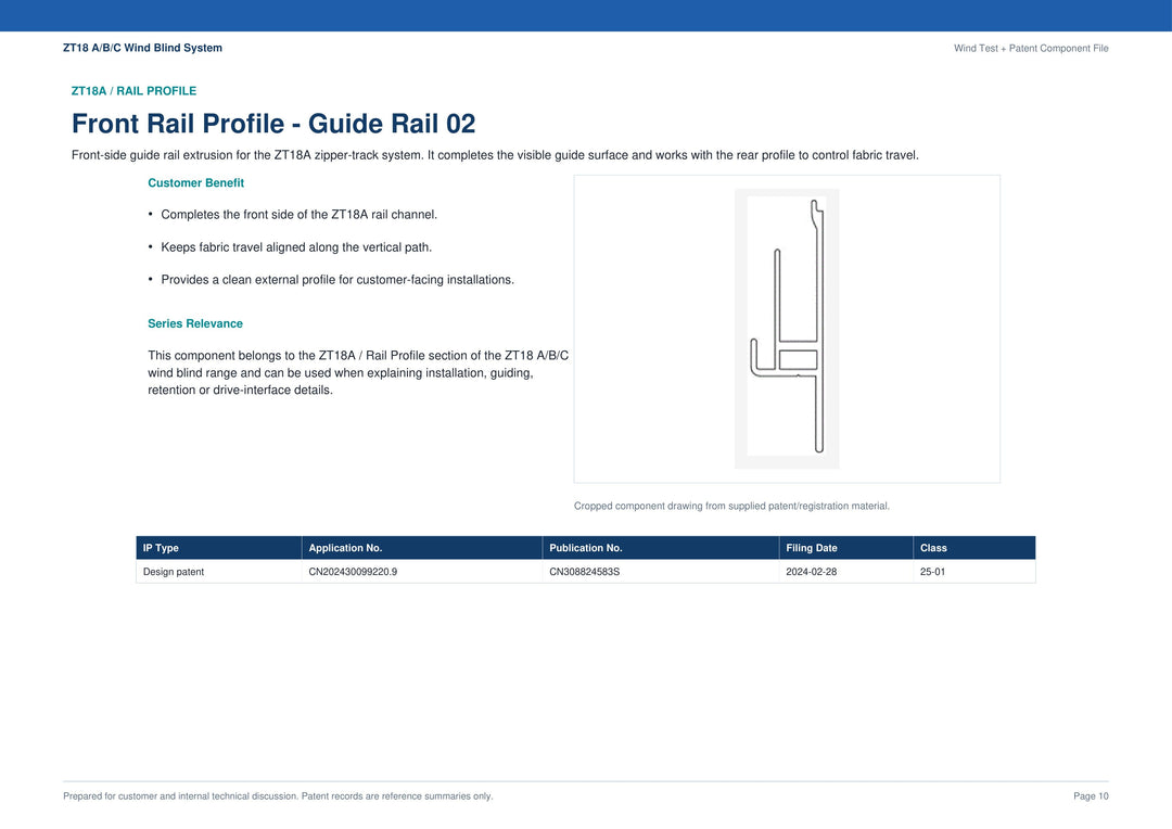 Front Rail Profile Guide Rail 02 ZT18-07 — part diagram and description
