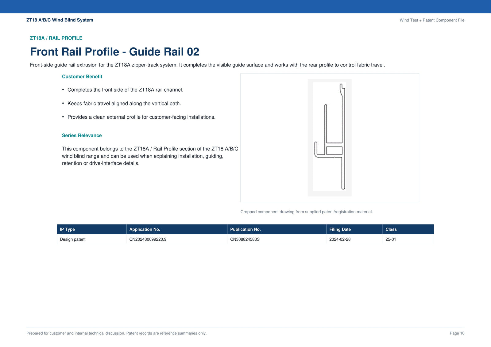 Front Rail Profile Guide Rail 02 ZT18-07 — part diagram and description