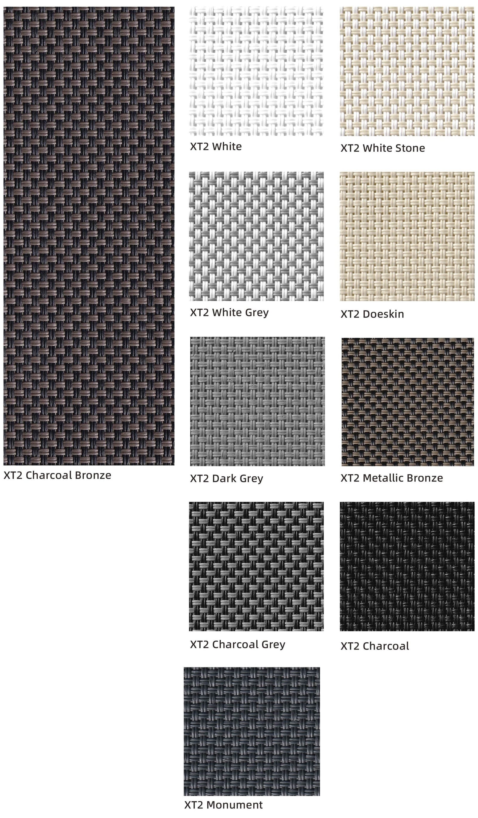 XT2 Exterior Polyester 5% — colour range sample page