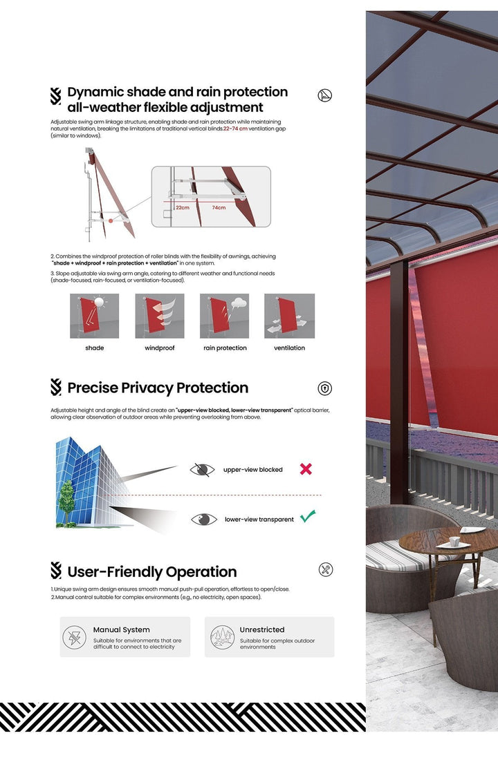 Articulated-Arm Outdoor Awning ZS01 — function details