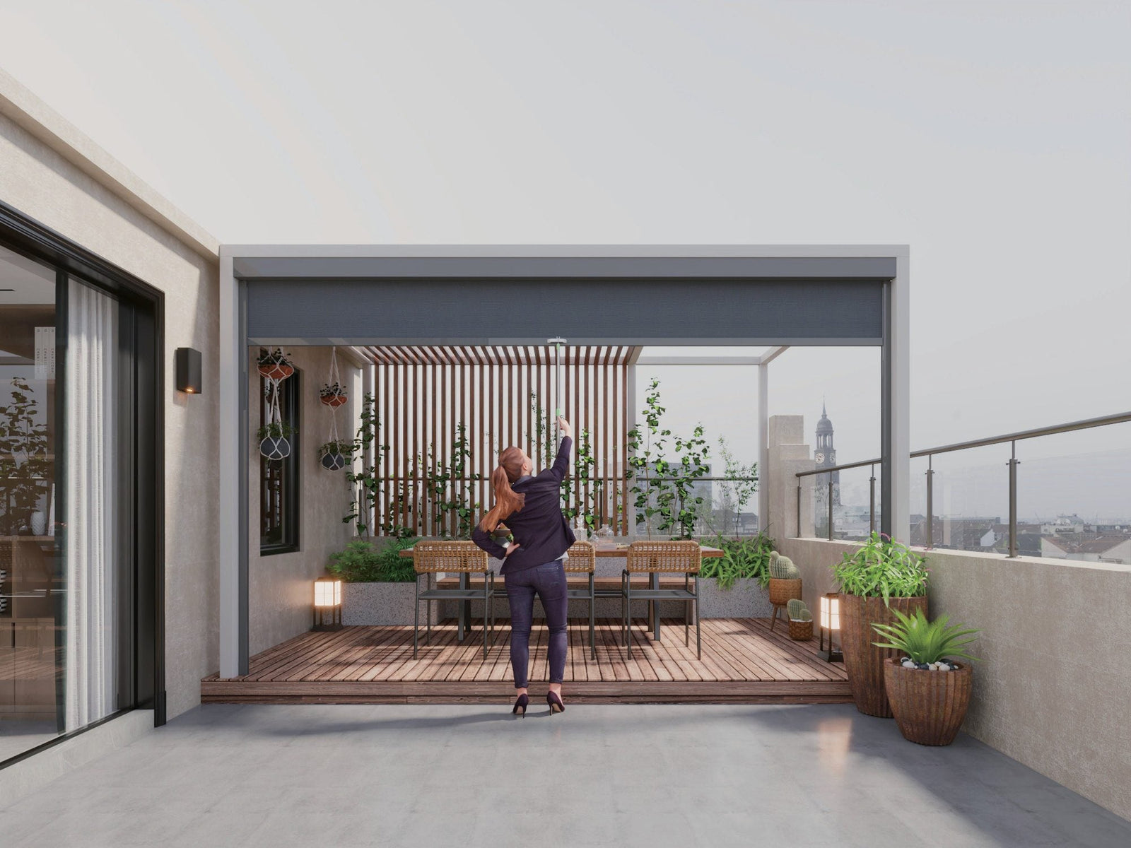 Spring-Assisted Side-Guided Outdoor Screen ZT12 — product showcase photo