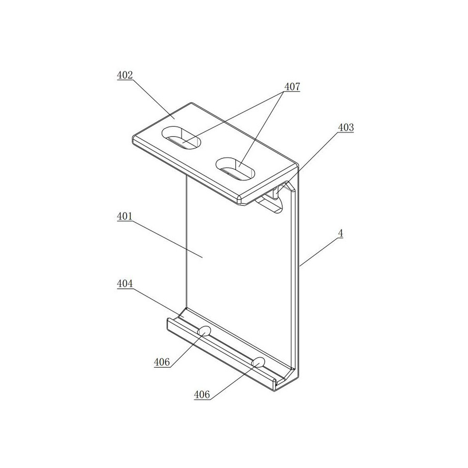 ZT18-05 Mounting Bracket — technical drawing with reference numerals