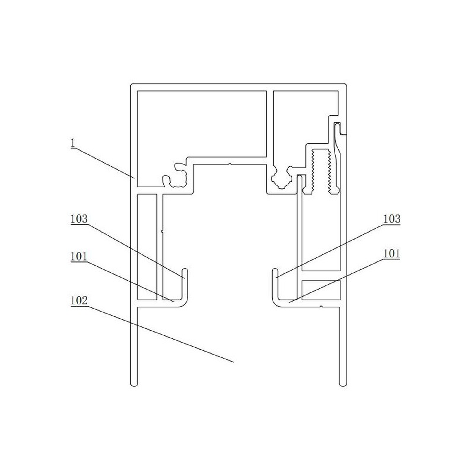ZT18-06 Rear Rail Profile — Guide Rail 01 — technical drawing with reference numerals